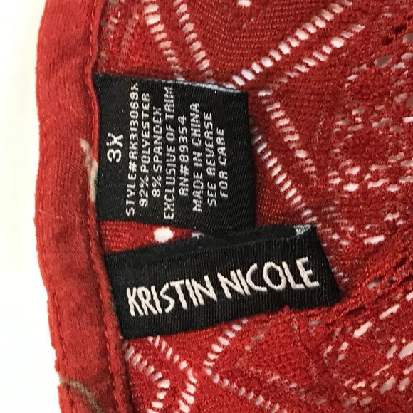 Kristin Nicole sz 3x floral knit top knotted  front soft stretchy with lace back - Picture 3 of 7